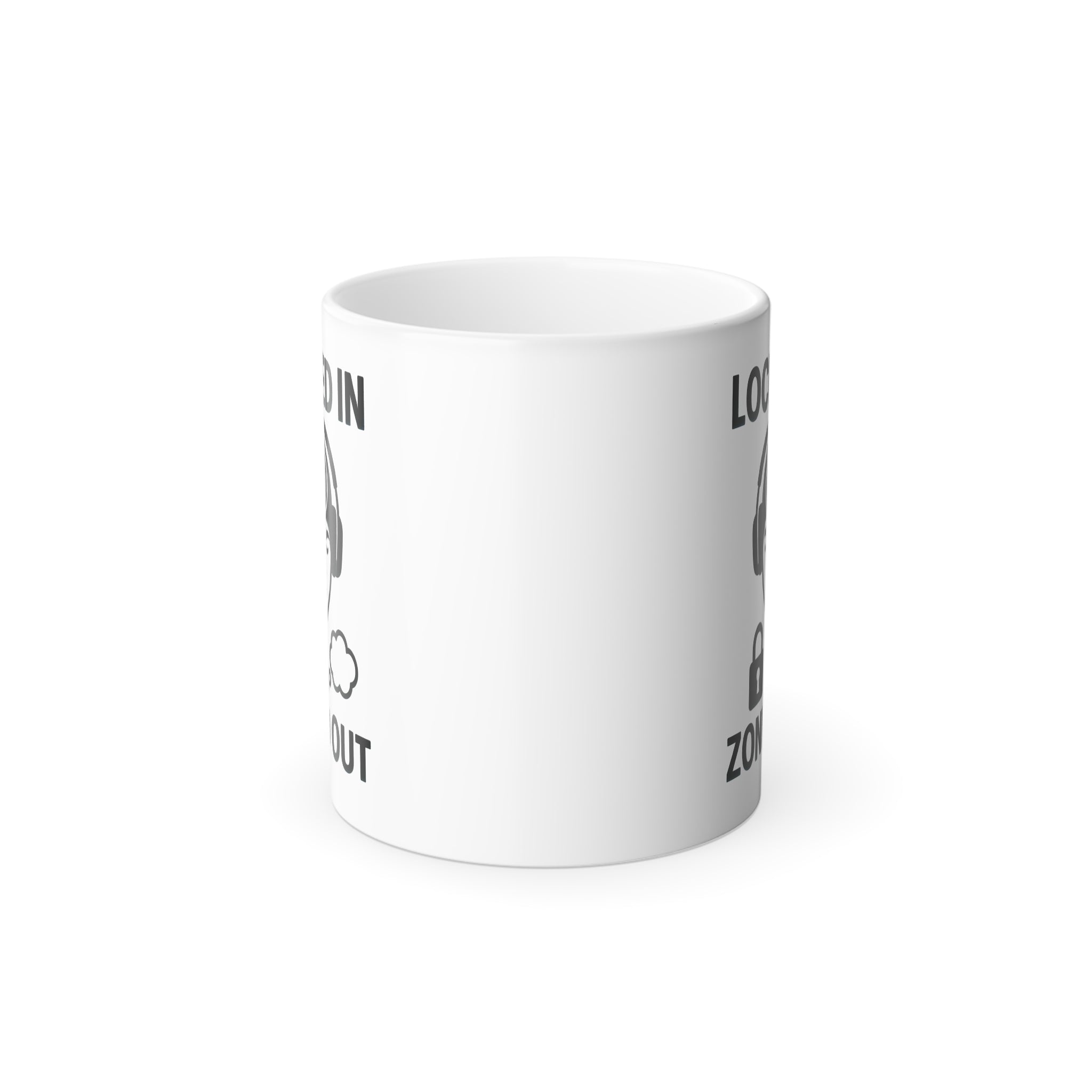 “Locked In Zoned Out” Color-Changing Heat-Reveal Mug (11oz) – Focus Mode Coffee Cup for Creators & Hustlers | MFN Mugs